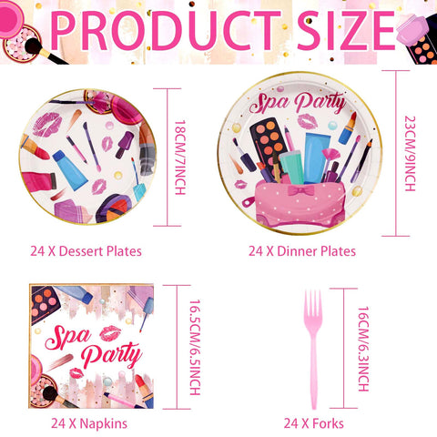 96 Pcs Spa Birthday Party Plates and Napkins - Grencian