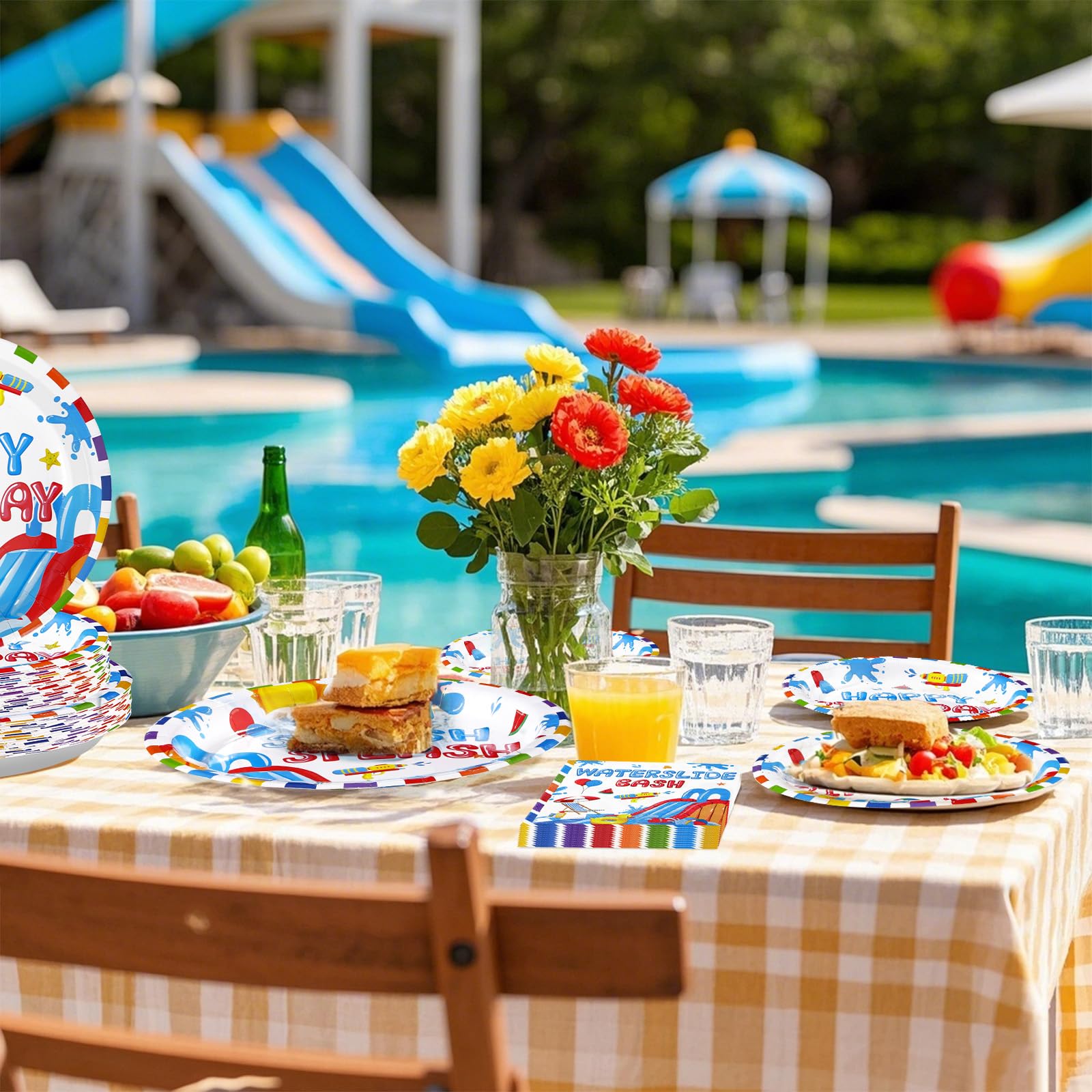 96 Pcs Splish Splash Birthday Party Plates and Napkins - Grencian