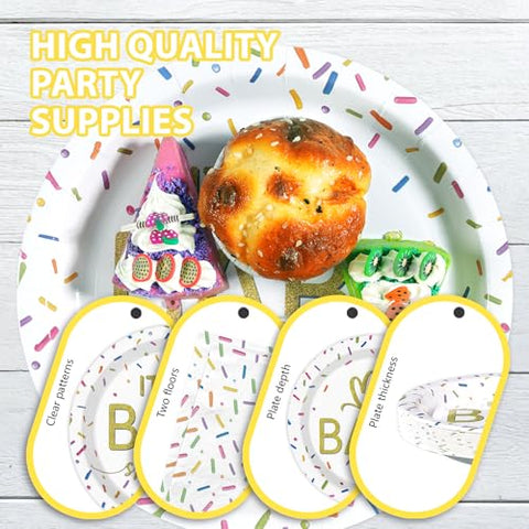 96 Pcs Sprinkle Baby Shower Party Plates and Napkins - Grencian