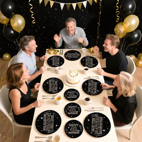 96 Pcs Star 40th Birthday Party Plates and Napkins - Grencian