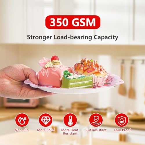 96 Pcs Strawberry Bows Birthday Party Plates and Napkins - Grencian