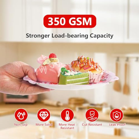 96 Pcs Strawberry Bows Birthday Party Plates and Napkins - Grencian