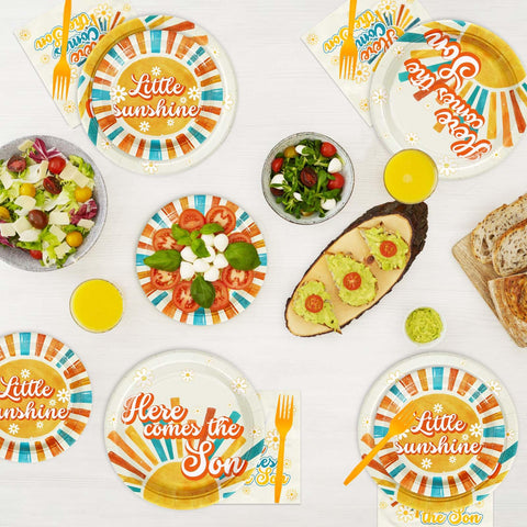 96 Pcs Sunshine Party Plates and Napkins - Grencian