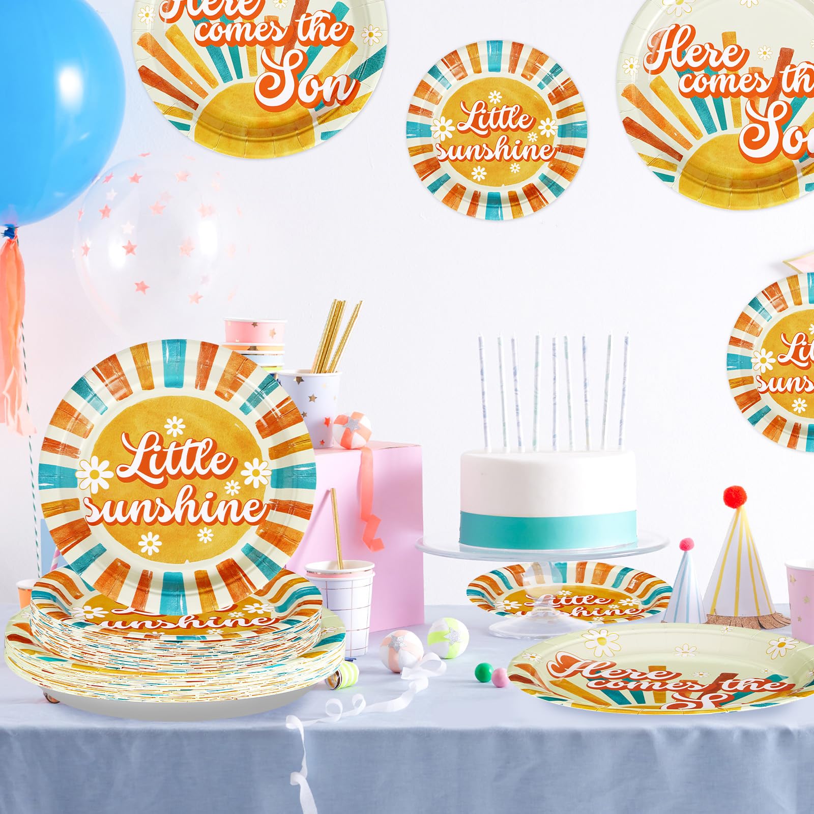 96 Pcs Sunshine Party Plates and Napkins - Grencian