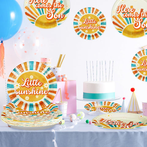 96 Pcs Sunshine Party Plates and Napkins - Grencian