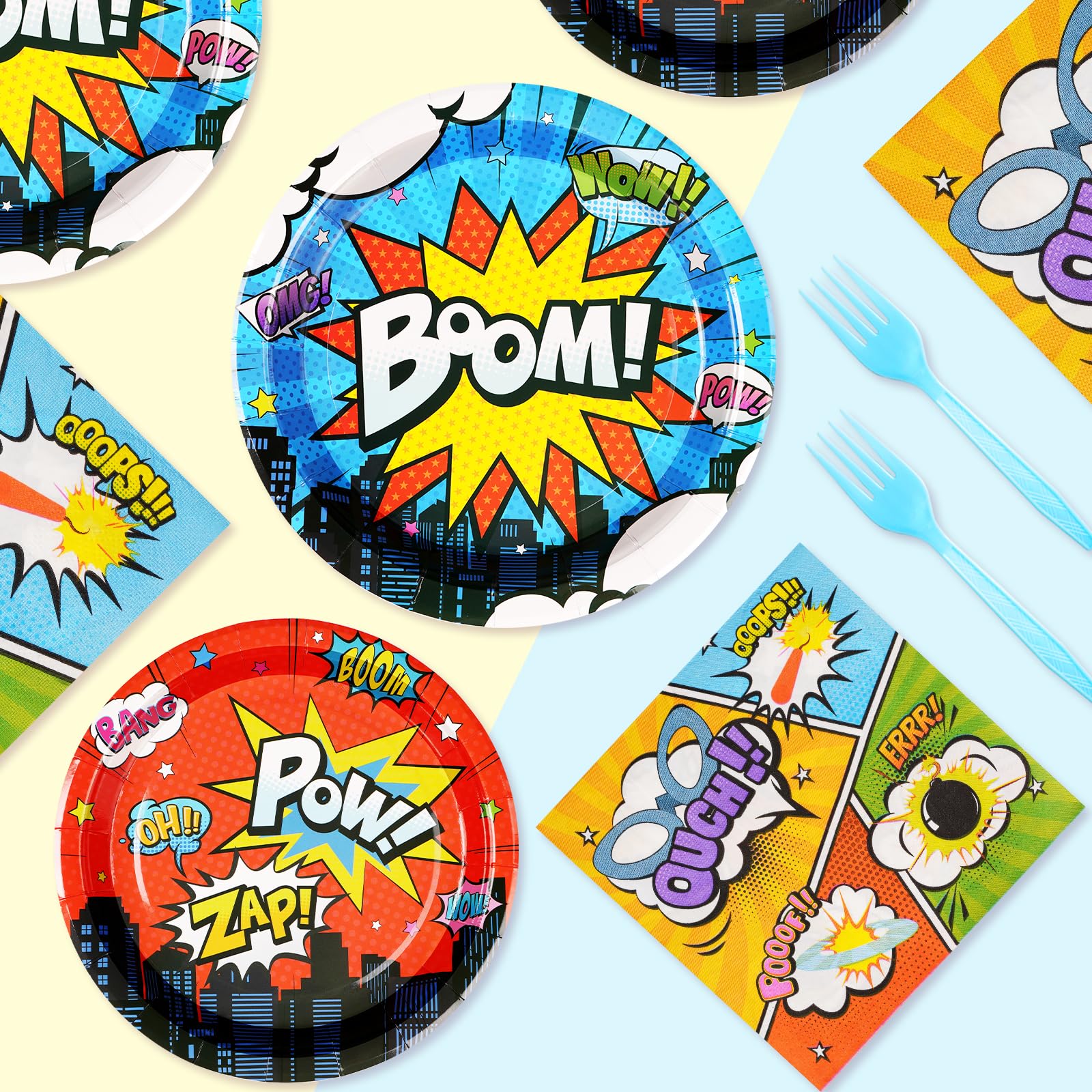 96 Pcs Super Hero Party Plates and Napkins - Grencian