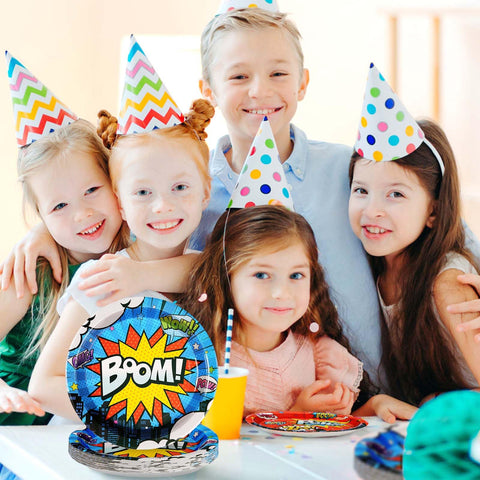 96 Pcs Super Hero Party Plates and Napkins - Grencian