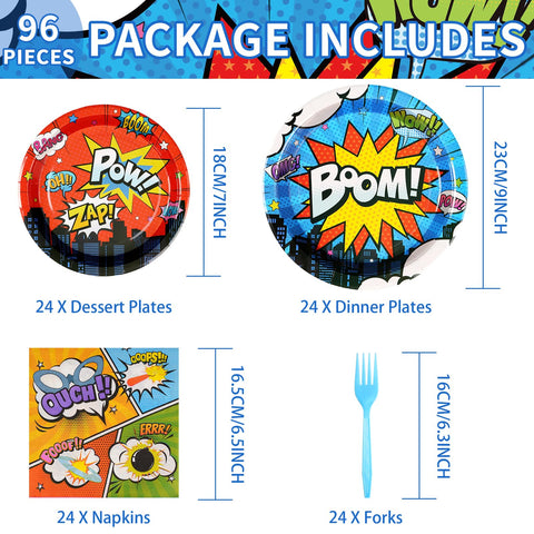 96 Pcs Super Hero Party Plates and Napkins - Grencian