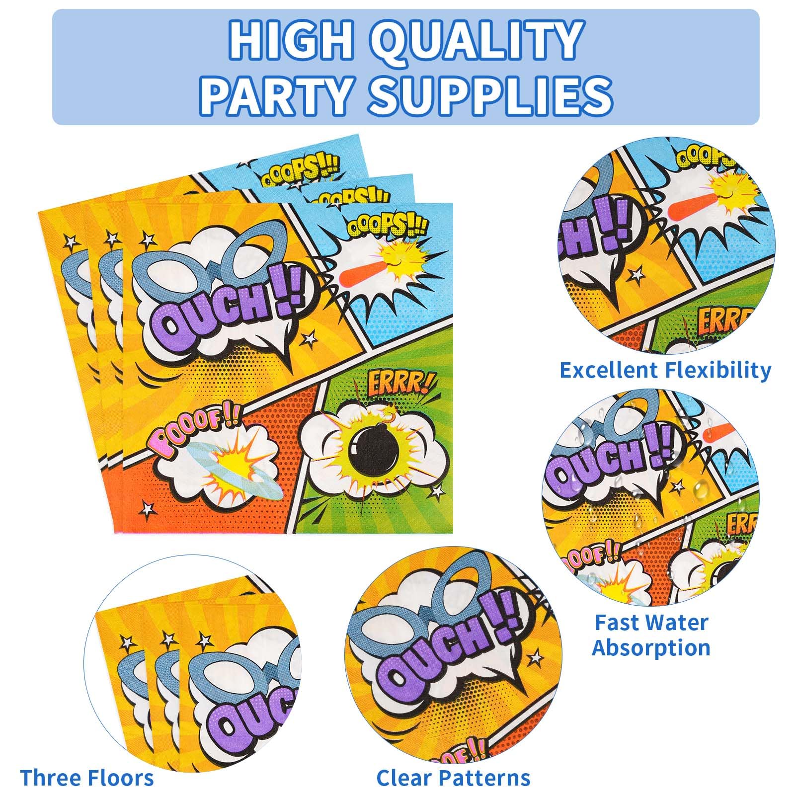 96 Pcs Super Hero Party Plates and Napkins - Grencian