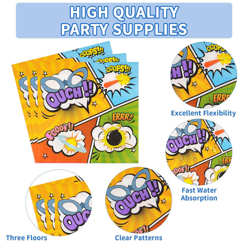 96 Pcs Super Hero Party Plates and Napkins - Grencian