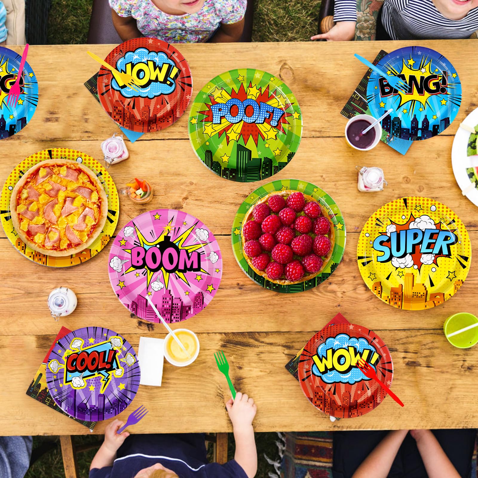 96 Pcs Super Hero Themed Party Plates and Napkins - Grencian