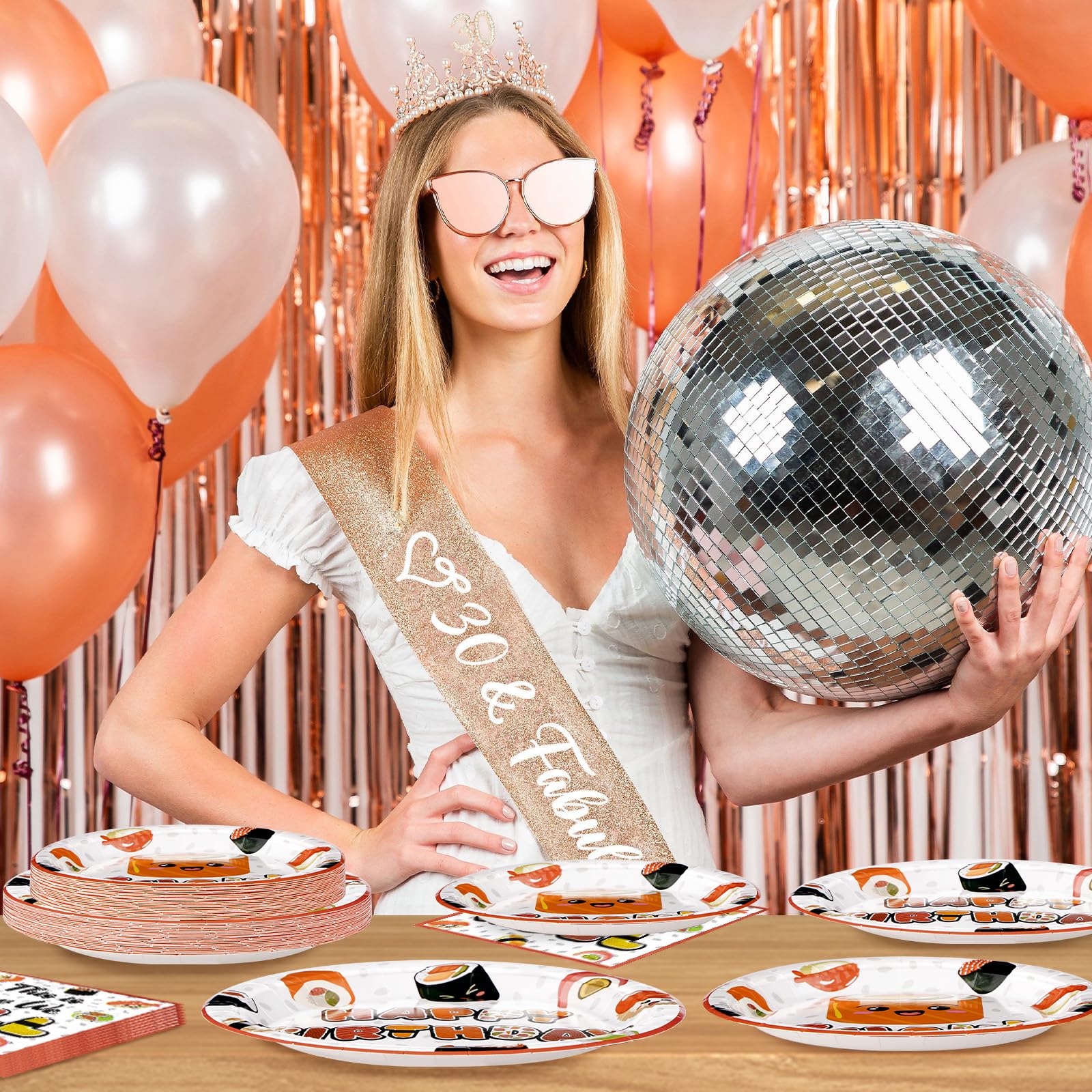 96 Pcs Sushi Birthday Party Plates and Napkins - Grencian