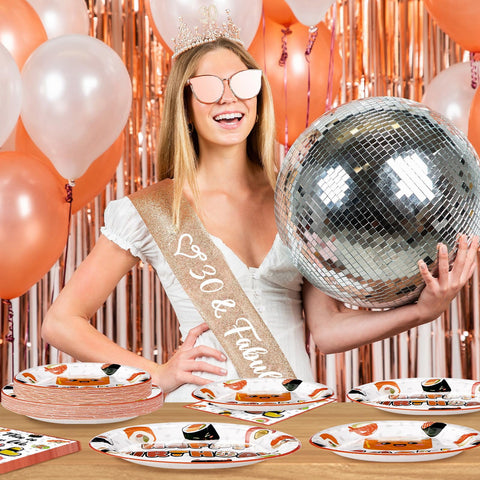 96 Pcs Sushi Birthday Party Plates and Napkins - Grencian