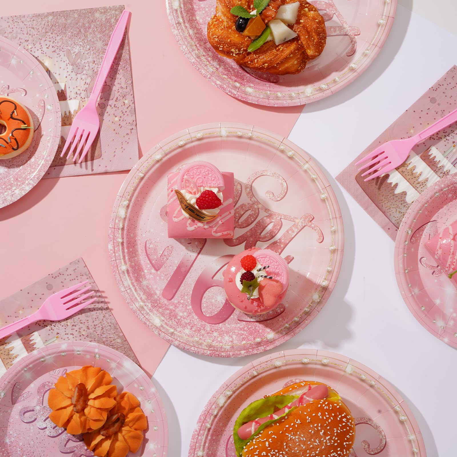 96 Pcs Sweet 16 Party Plates and Napkins - Grencian
