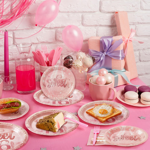 96 Pcs Sweet 16 Party Plates and Napkins - Grencian