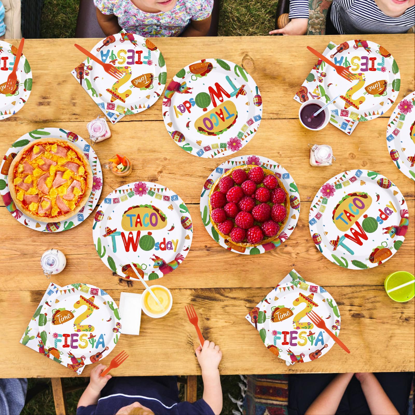 96 Pcs Taco 2nd Birthday Party Plates and Napkins - Grencian