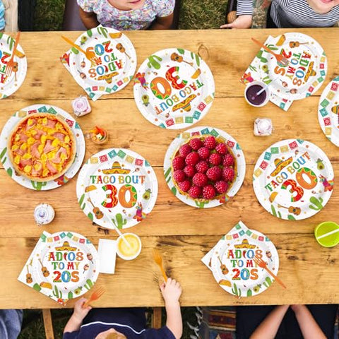 96 Pcs Taco 30th Birthday Party Plates and Napkins - Grencian