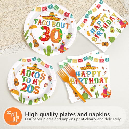 96 Pcs Taco 30th Birthday Party Plates and Napkins - Grencian