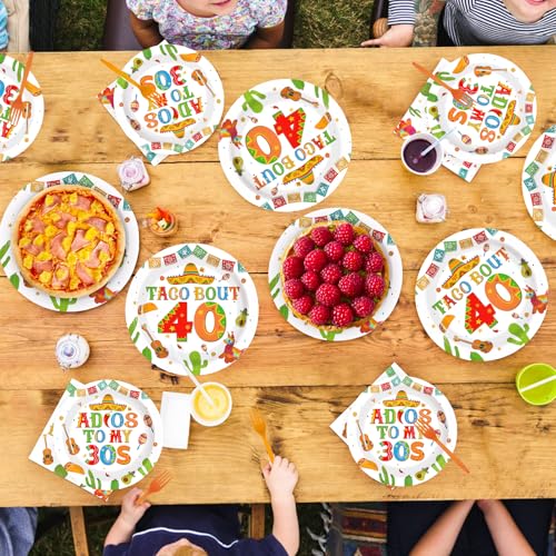 96 Pcs Taco 40th Birthday Party Plates and Napkins - Grencian