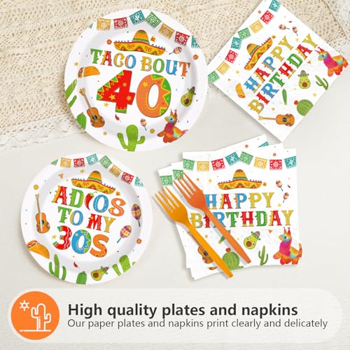 96 Pcs Taco 40th Birthday Party Plates and Napkins - Grencian
