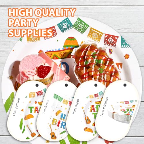 96 Pcs Taco 50th Birthday Party Plates and Napkins - Grencian