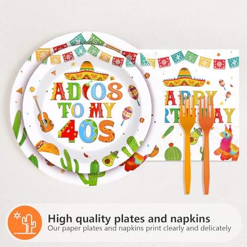 96 Pcs Taco 50th Birthday Party Plates and Napkins - Grencian
