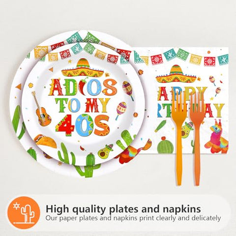 96 Pcs Taco 50th Birthday Party Plates and Napkins - Grencian