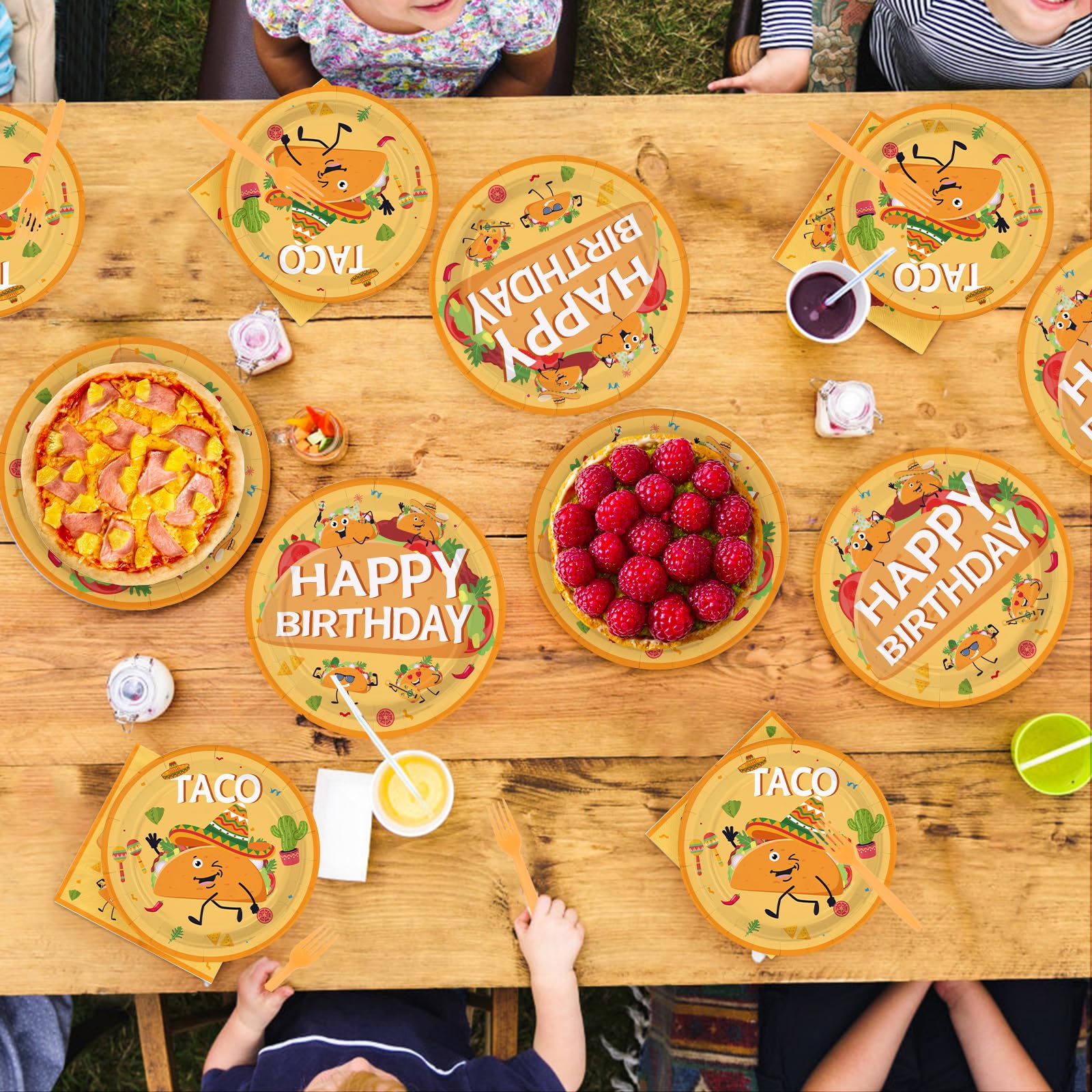 96 Pcs Taco Birthday Party Plates and Napkins - Grencian