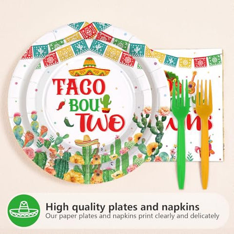 96 Pcs Taco Twins Party Plates and Napkins - Grencian