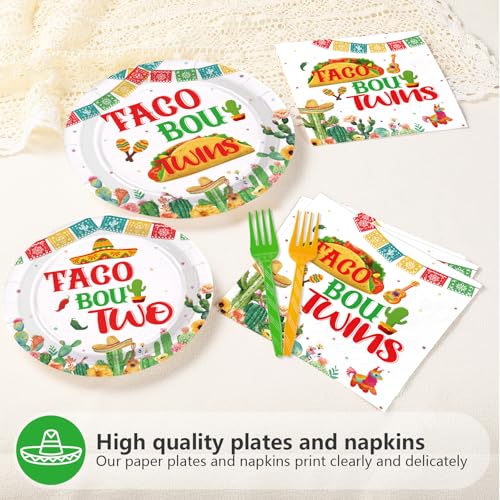 96 Pcs Taco Twins Party Plates and Napkins - Grencian