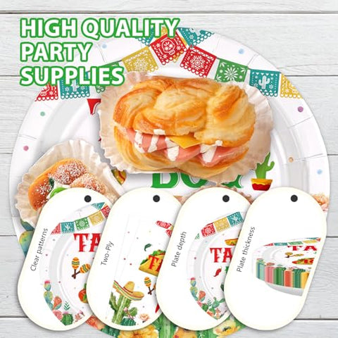 96 Pcs Taco Twins Party Plates and Napkins - Grencian