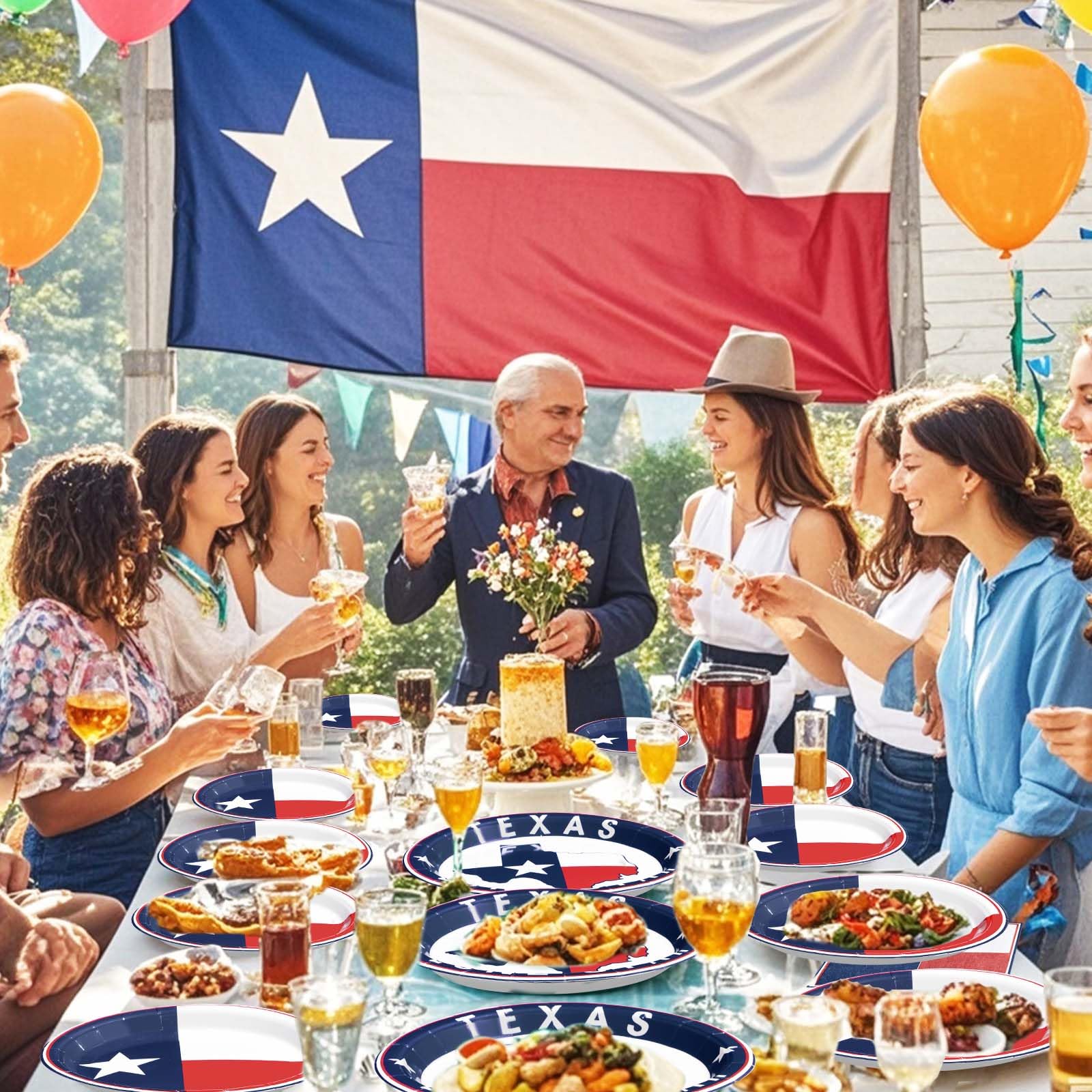 96 Pcs Texas State Flag Party Plates and Napkins - Grencian