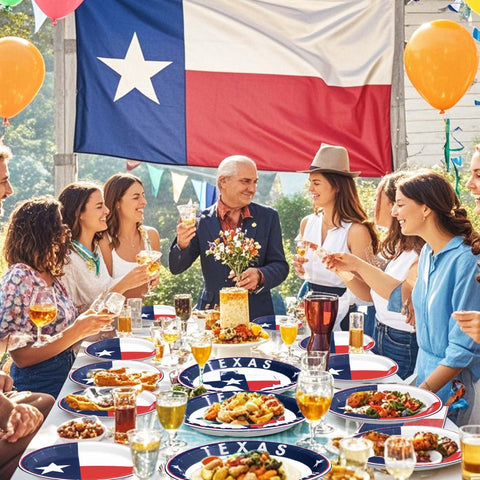 96 Pcs Texas State Flag Party Plates and Napkins - Grencian