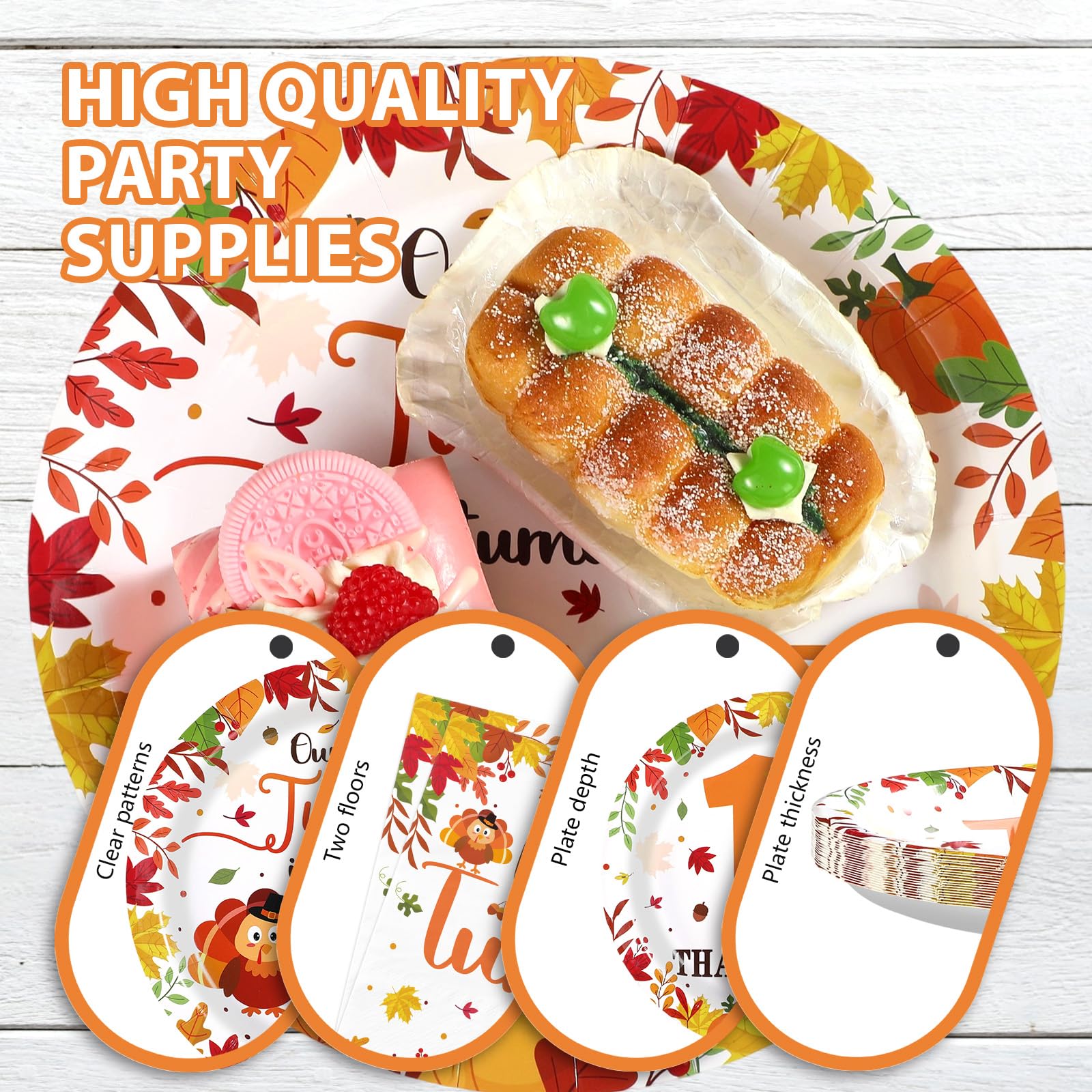 96 Pcs Thanksgiving 1st Birthday Party Plates and Napkins - Grencian