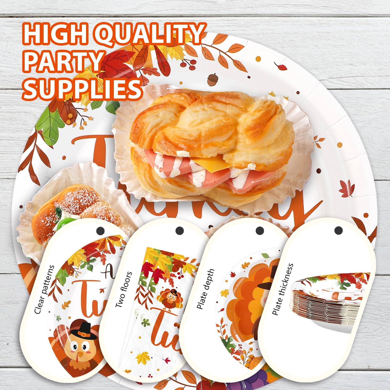 96 Pcs Thanksgiving Baby Shower Party Plates and Napkins - Grencian
