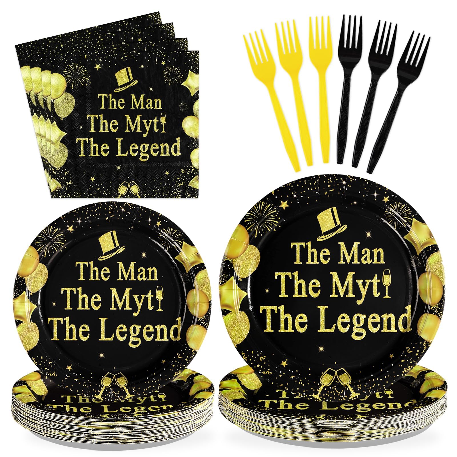 96 Pcs The Man Party Plates and Napkins - Grencian