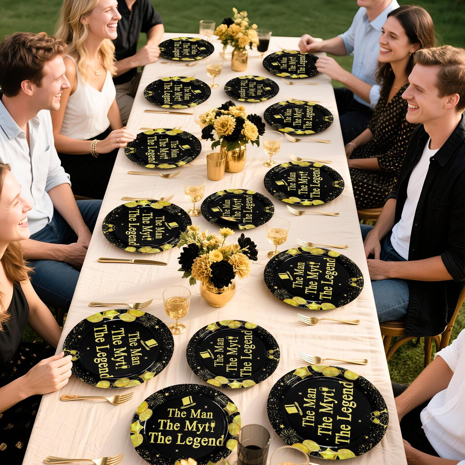 96 Pcs The Man Party Plates and Napkins - Grencian