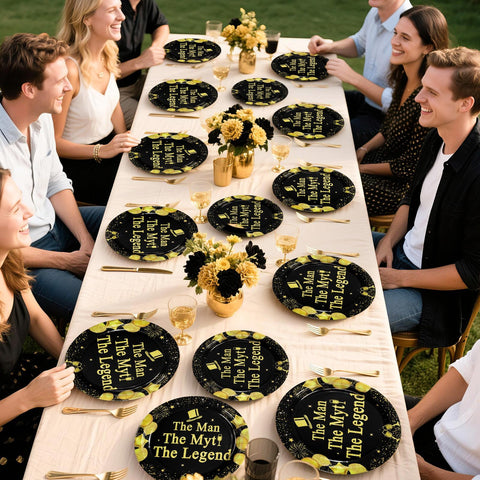 96 Pcs The Man Party Plates and Napkins - Grencian