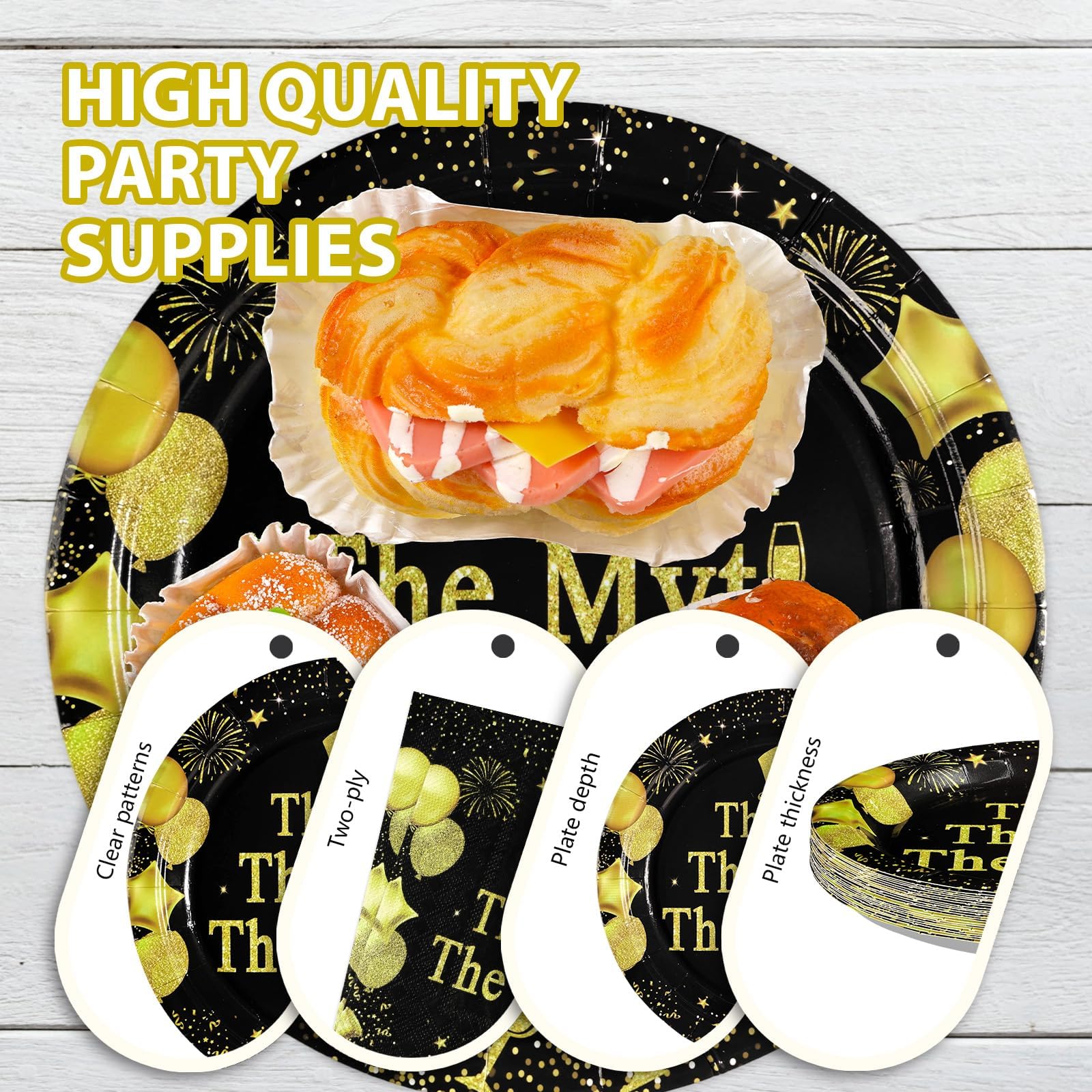 96 Pcs The Man Party Plates and Napkins - Grencian