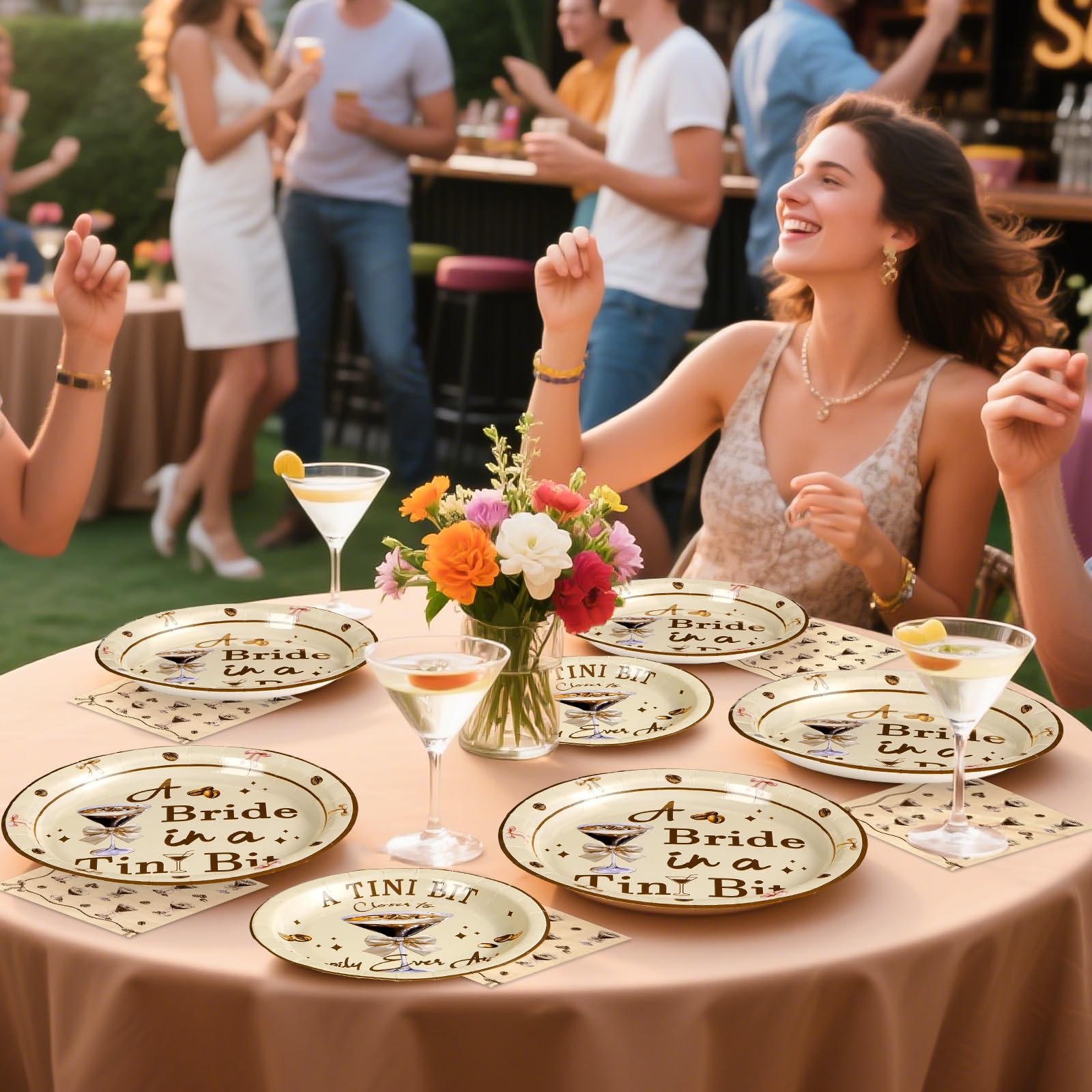 96 Pcs Tini Bit Bridal Shower Party Plates and Napkins - Grencian