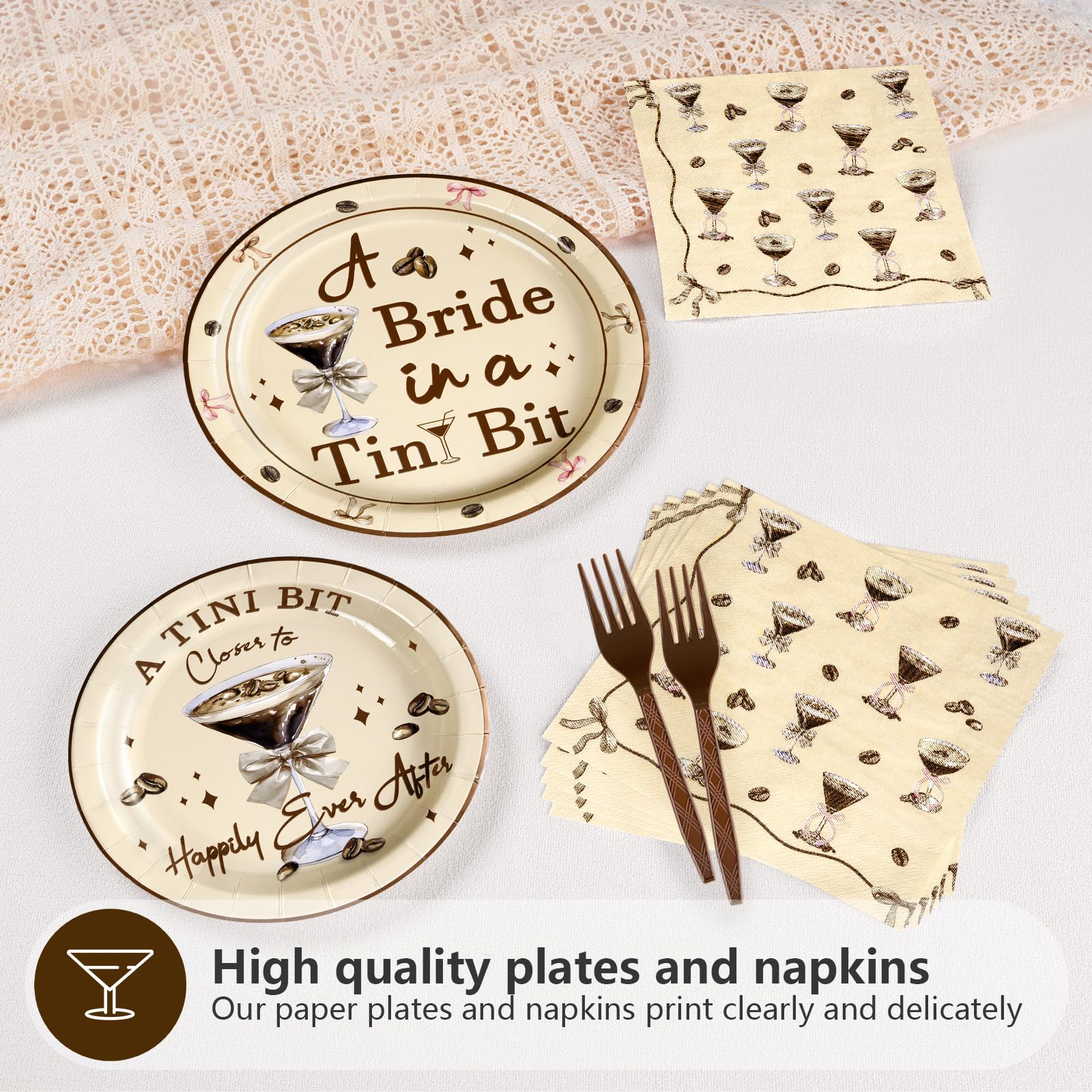 96 Pcs Tini Bit Bridal Shower Party Plates and Napkins - Grencian