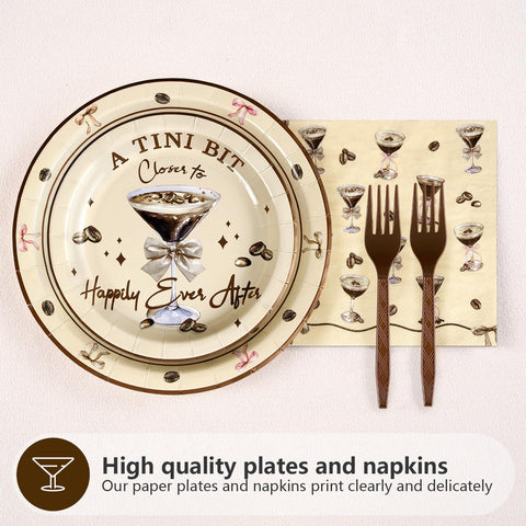 96 Pcs Tini Bit Bridal Shower Party Plates and Napkins - Grencian