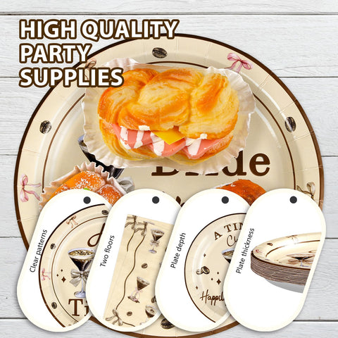 96 Pcs Tini Bit Bridal Shower Party Plates and Napkins - Grencian