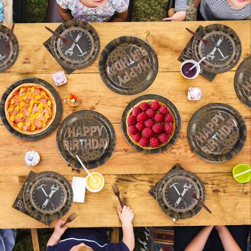 96 Pcs Tools Birthday Party Plates and Napkins - Grencian