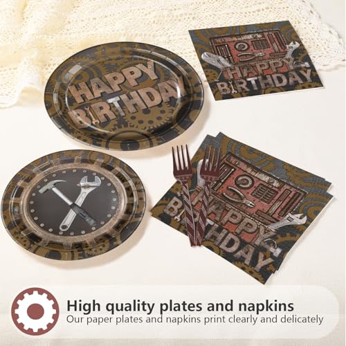 96 Pcs Tools Birthday Party Plates and Napkins - Grencian