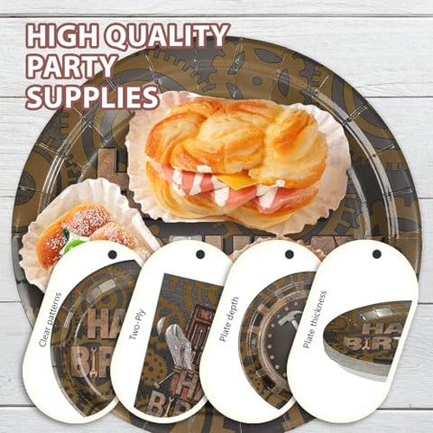 96 Pcs Tools Birthday Party Plates and Napkins - Grencian