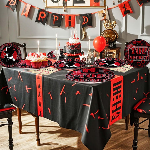 96 Pcs Top Secret Party Plates and Napkins - Grencian