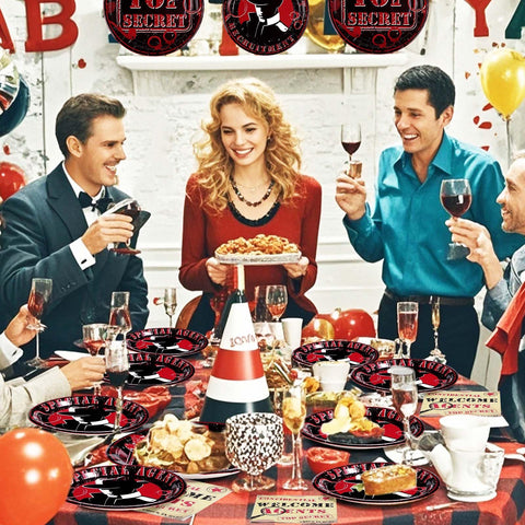 96 Pcs Top Secret Party Plates and Napkins - Grencian