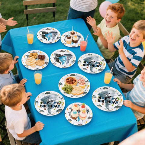 96 Pcs Tornado Birthday Party Plates and Napkins - Grencian