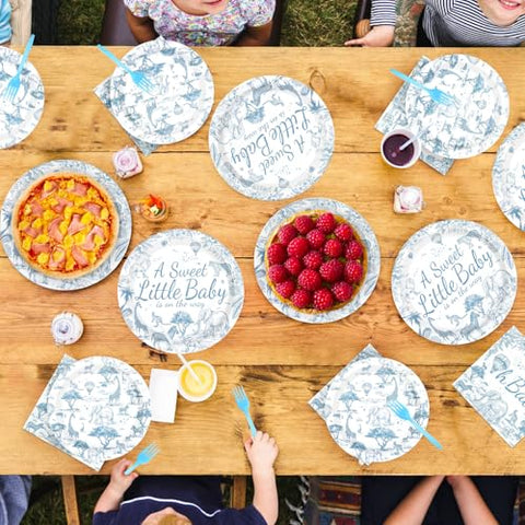 96 Pcs Tropical Animal Baby Shower Party Plates and Napkins - Grencian